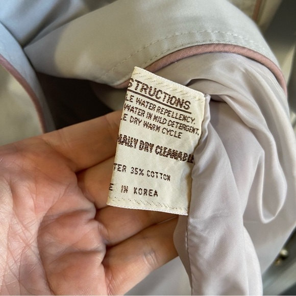 Vintage Freddi Gail Trench Coat Waist Tie Hooded Lined Blue Purple Trim Size 9 - Picture 10 of 10